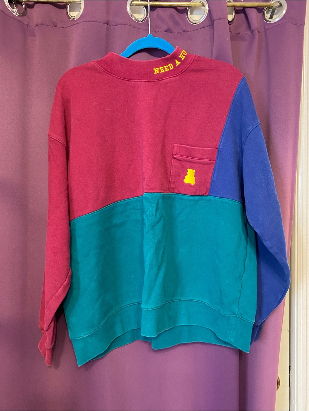 Colorblock Men's Mockneck Longsleeve  Teddy Fresh L